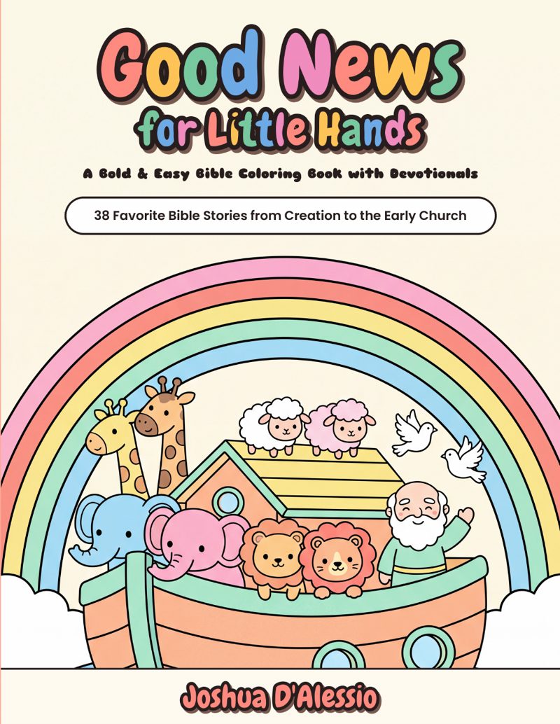 Front cover of Good News for Little Hands: A Bold and Easy Bible Coloring Book with Devotionals by Joshua D'Alessio